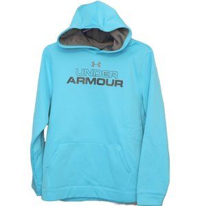 EUC  Under Armour  Youth XL Light Blue Pullover Hoodie Sweat Shirt Cold Gear